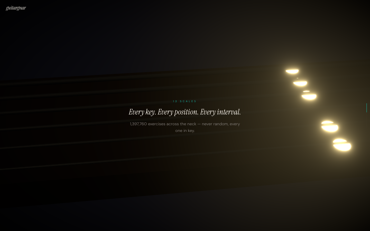 A WebGPU fretboard rendered live in the browser - the practice’s technical ceiling, shown rather than described.