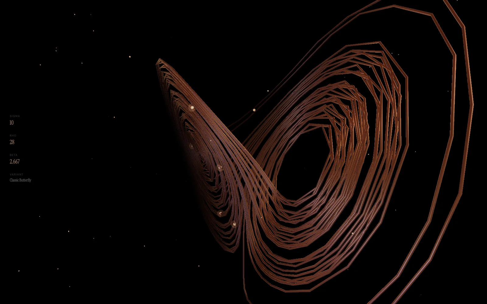 Lorenz attractor, a still from the live formation