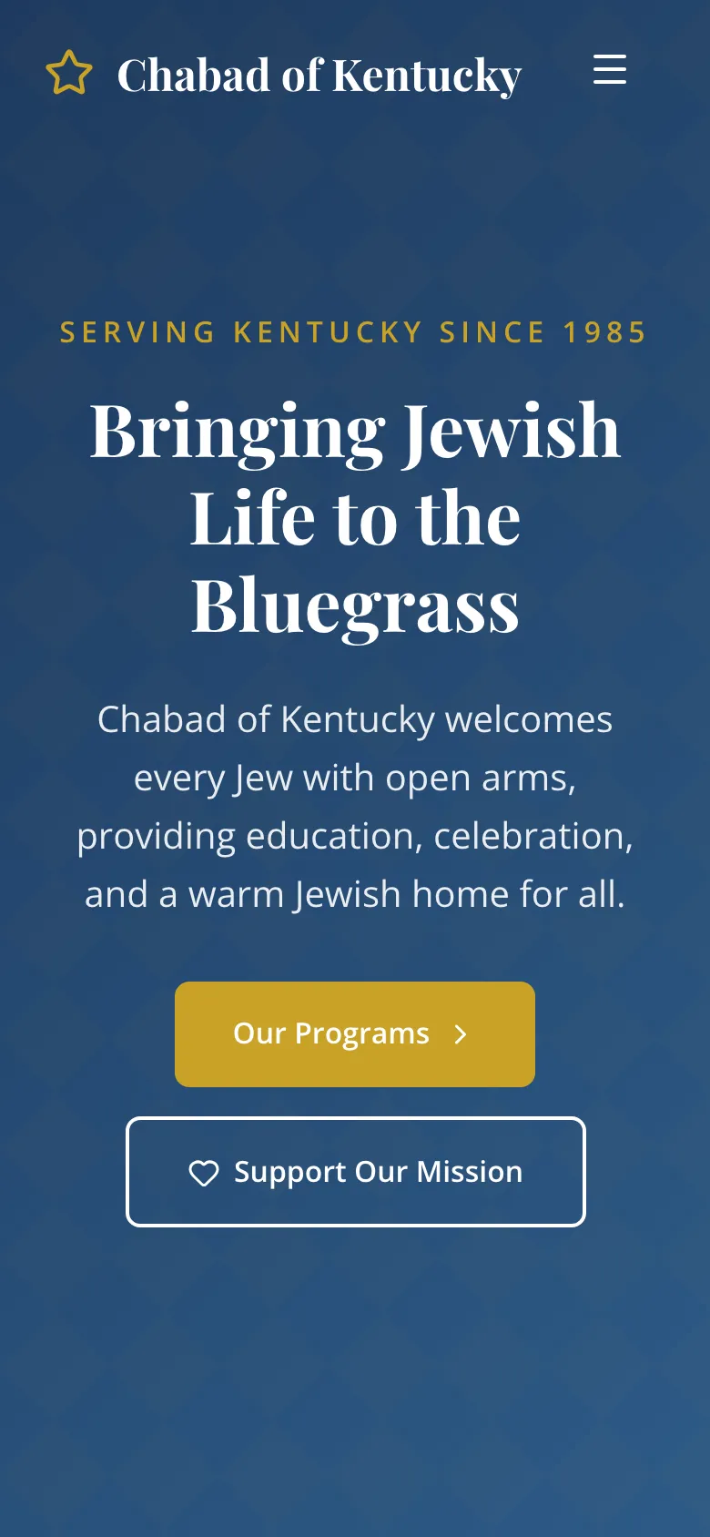 Chabad of Kentucky - the same site on a phone.