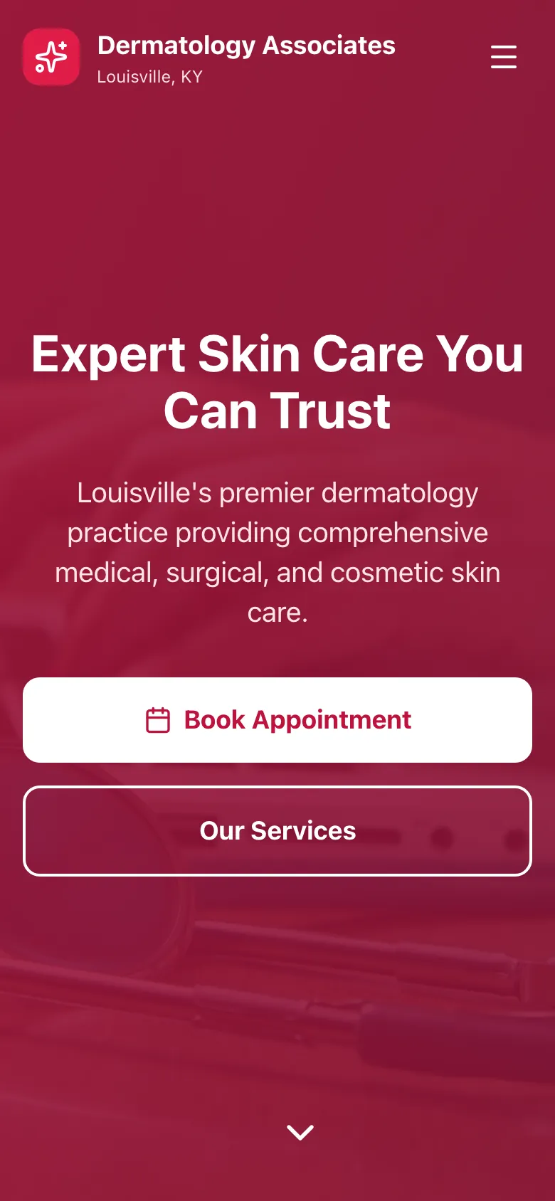Dermatology Associates PSC - the same site on a phone.
