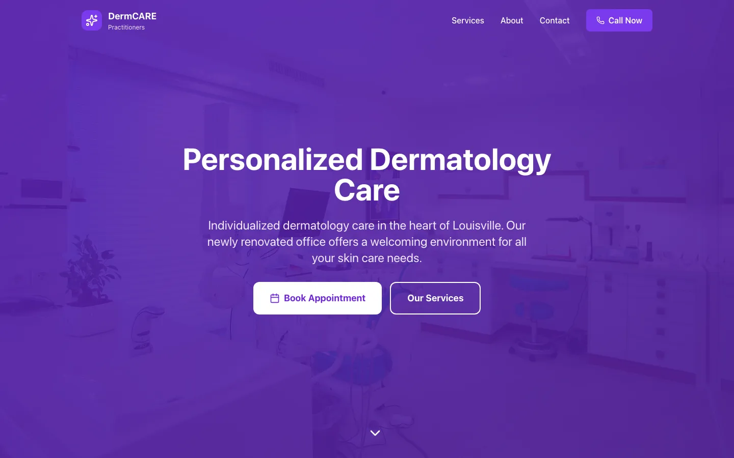 DermCare Practitioners — the shipped site on desktop.