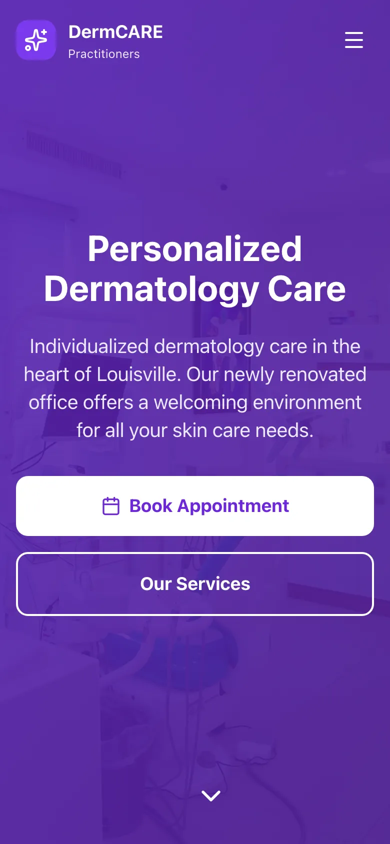 DermCare Practitioners - the same site on a phone.