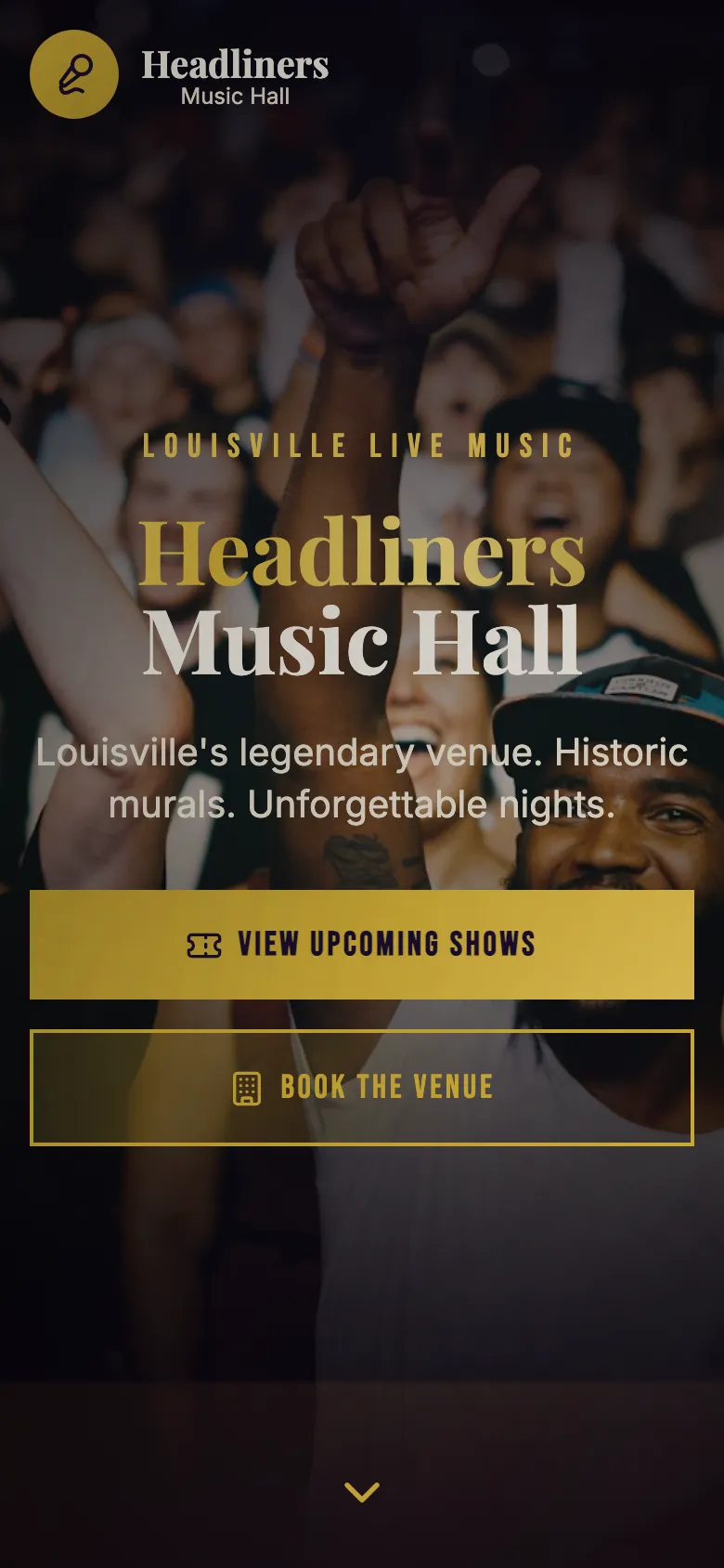 Headliners Music Hall - the same site on a phone.