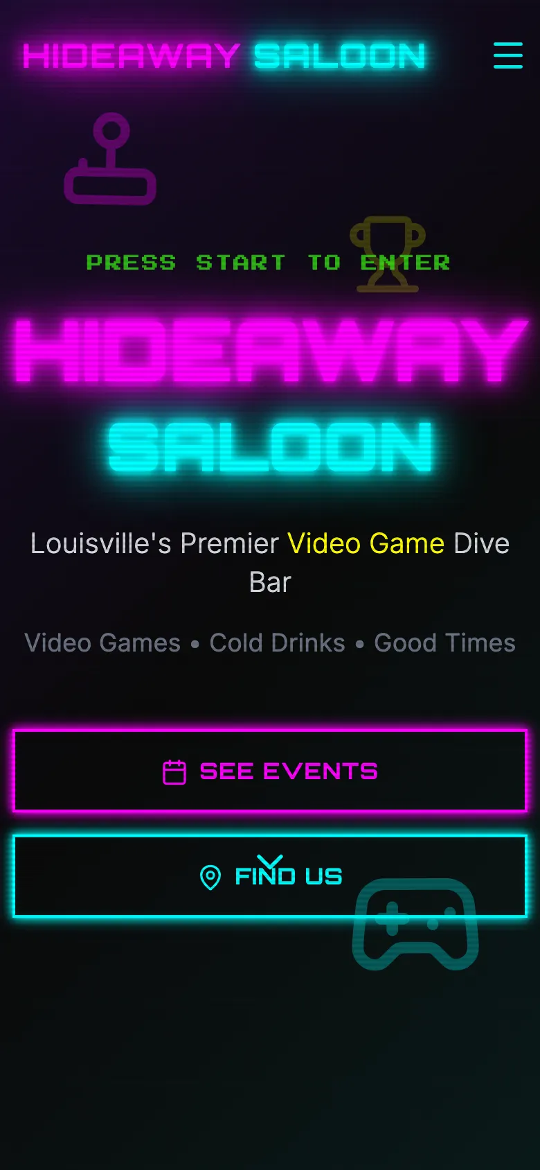 Hideaway Saloon - the same site on a phone.
