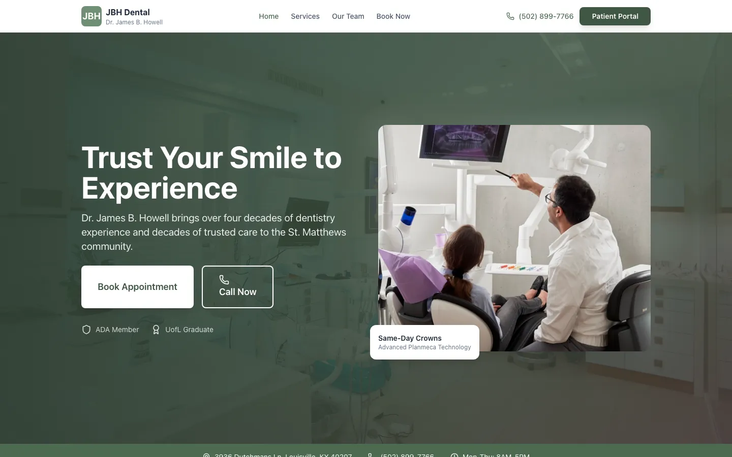 JBH Dental — the shipped site on desktop.