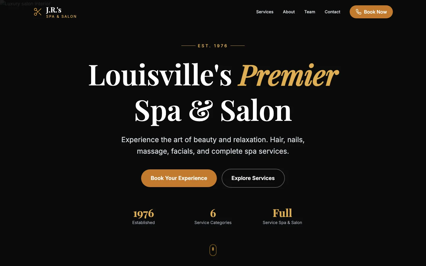 J&R Spa Salon — the shipped site on desktop.