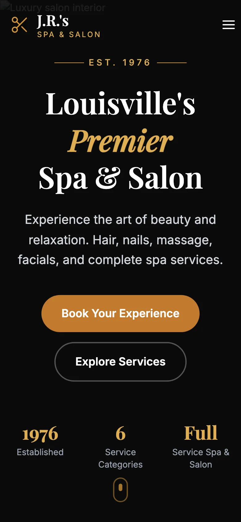 J&R Spa Salon - the same site on a phone.