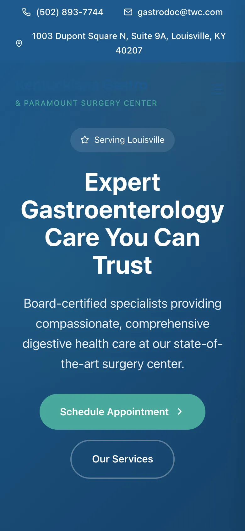 Kentuckiana Gastroenterology - the same site on a phone.
