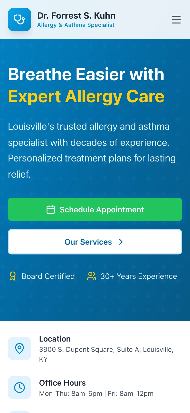 Kuhn Allergy - the same site on a phone.
