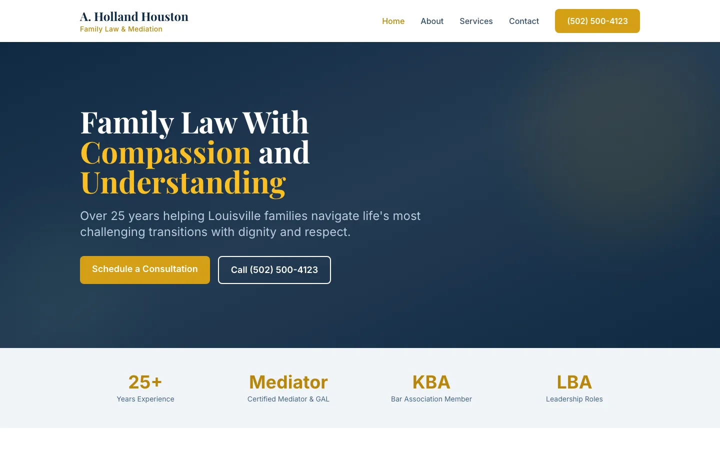 KY Family Lawyer — the shipped site on desktop.