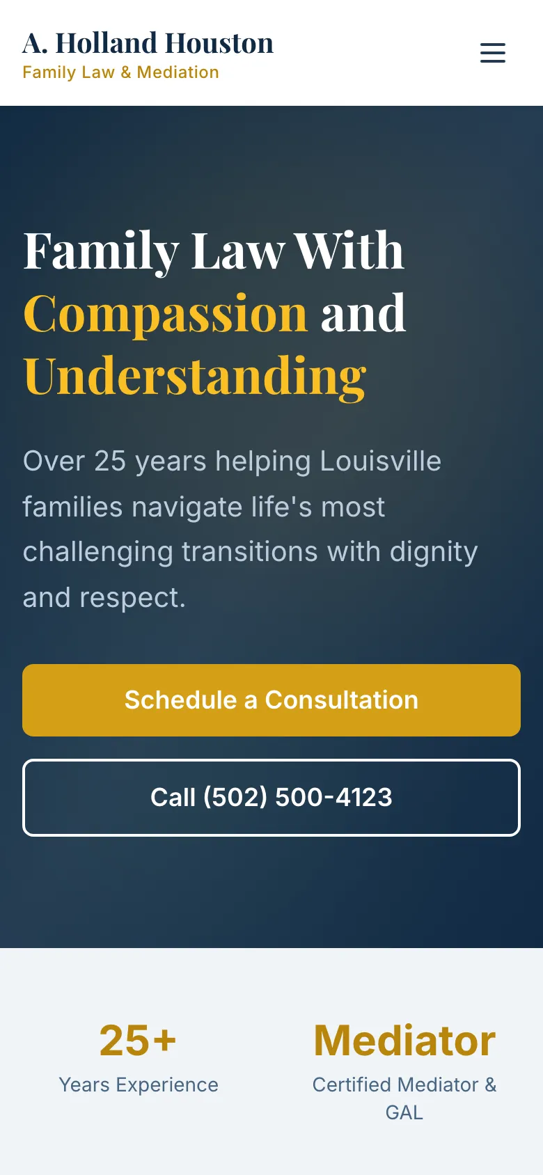 KY Family Lawyer - the same site on a phone.