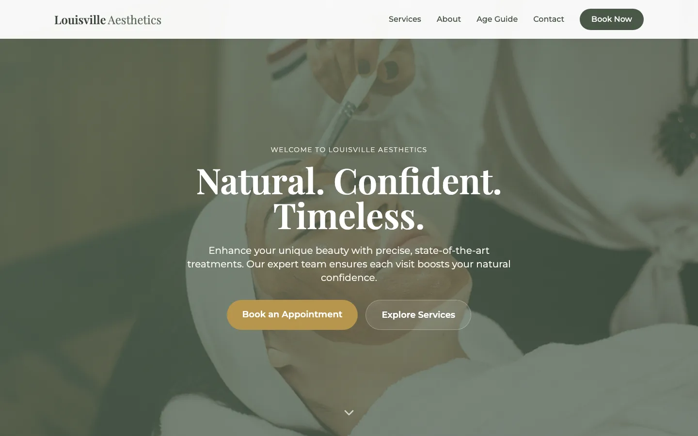 Louisville Aesthetics — the shipped site on desktop.