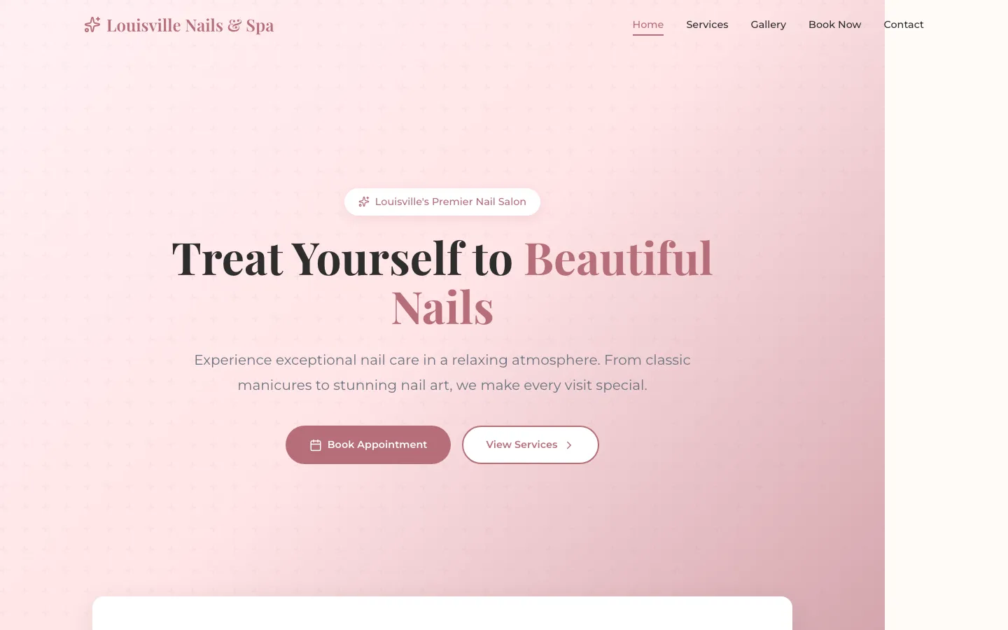 Louisville Nails & Spa — the shipped site on desktop.