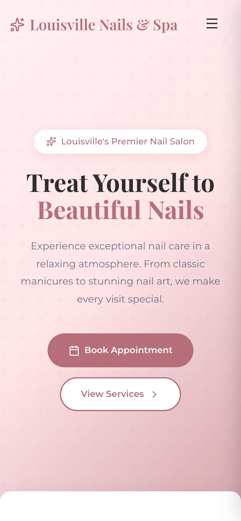 Louisville Nails & Spa - the same site on a phone.