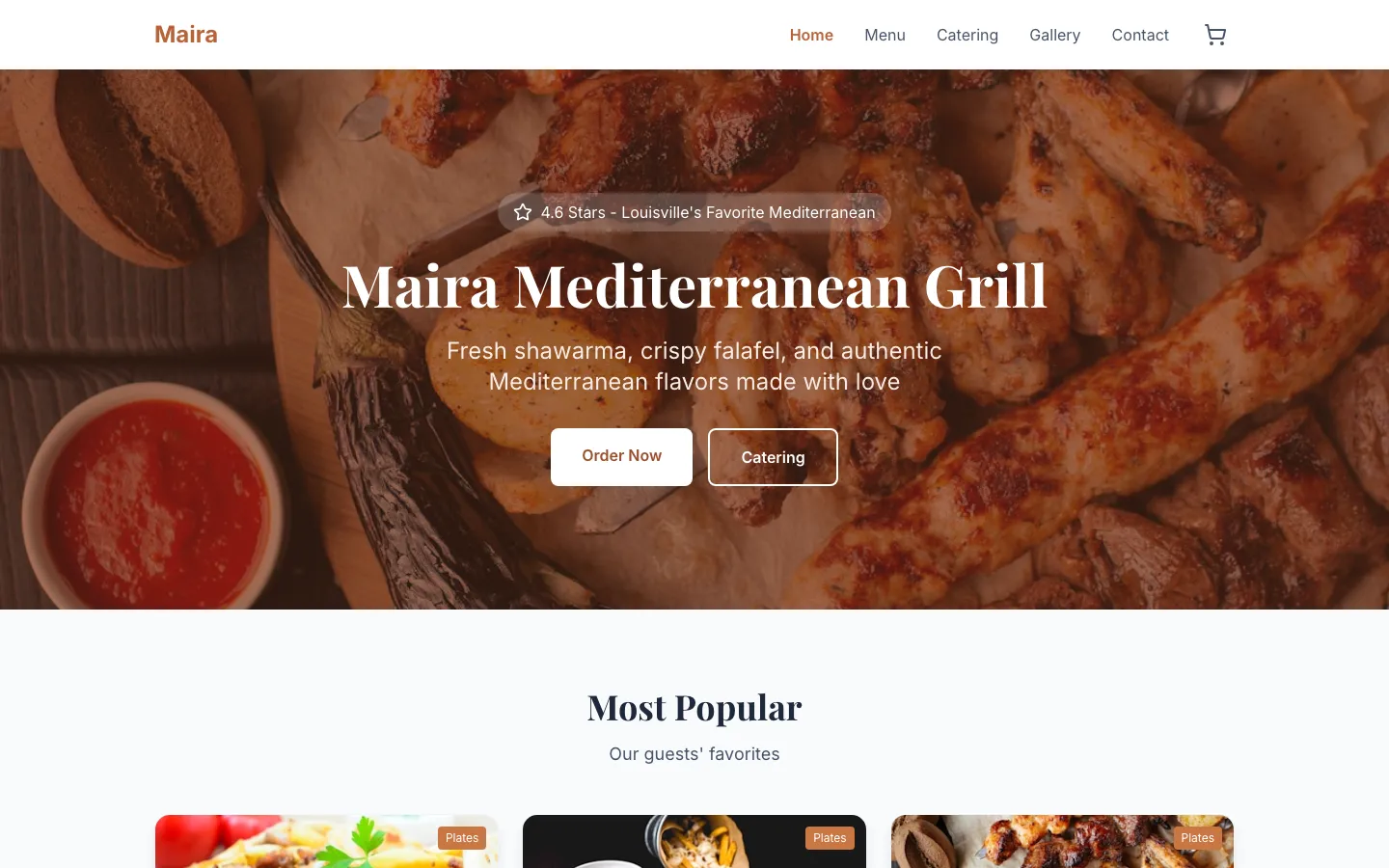 Maira Mediterranean — the shipped site on desktop.