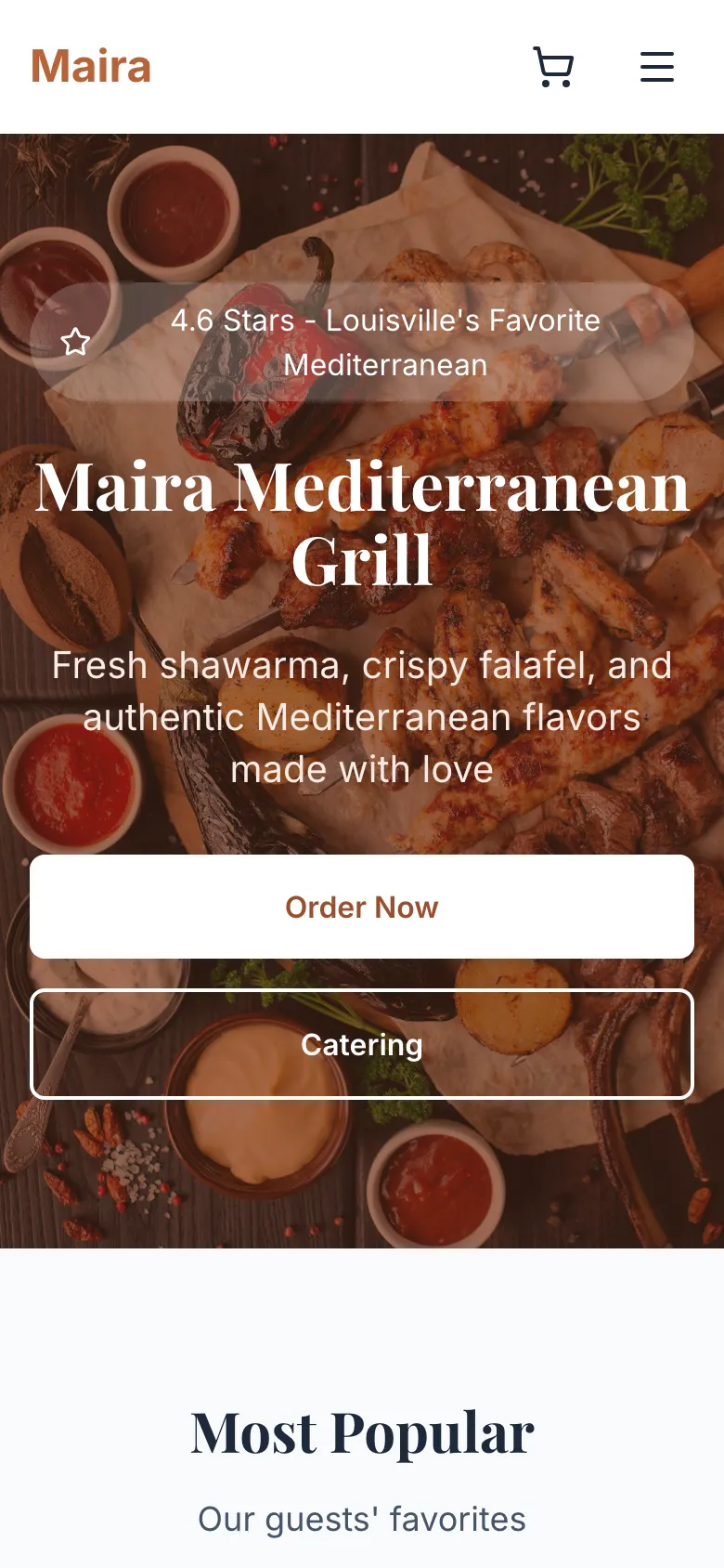 Maira Mediterranean - the same site on a phone.