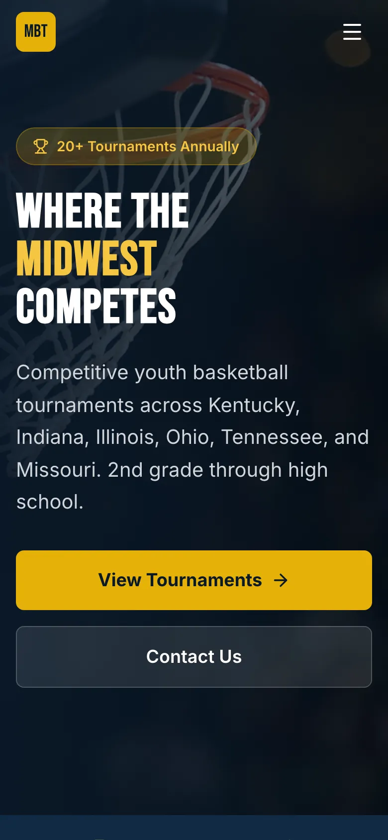 Midwest Basketball Tournaments - the same site on a phone.