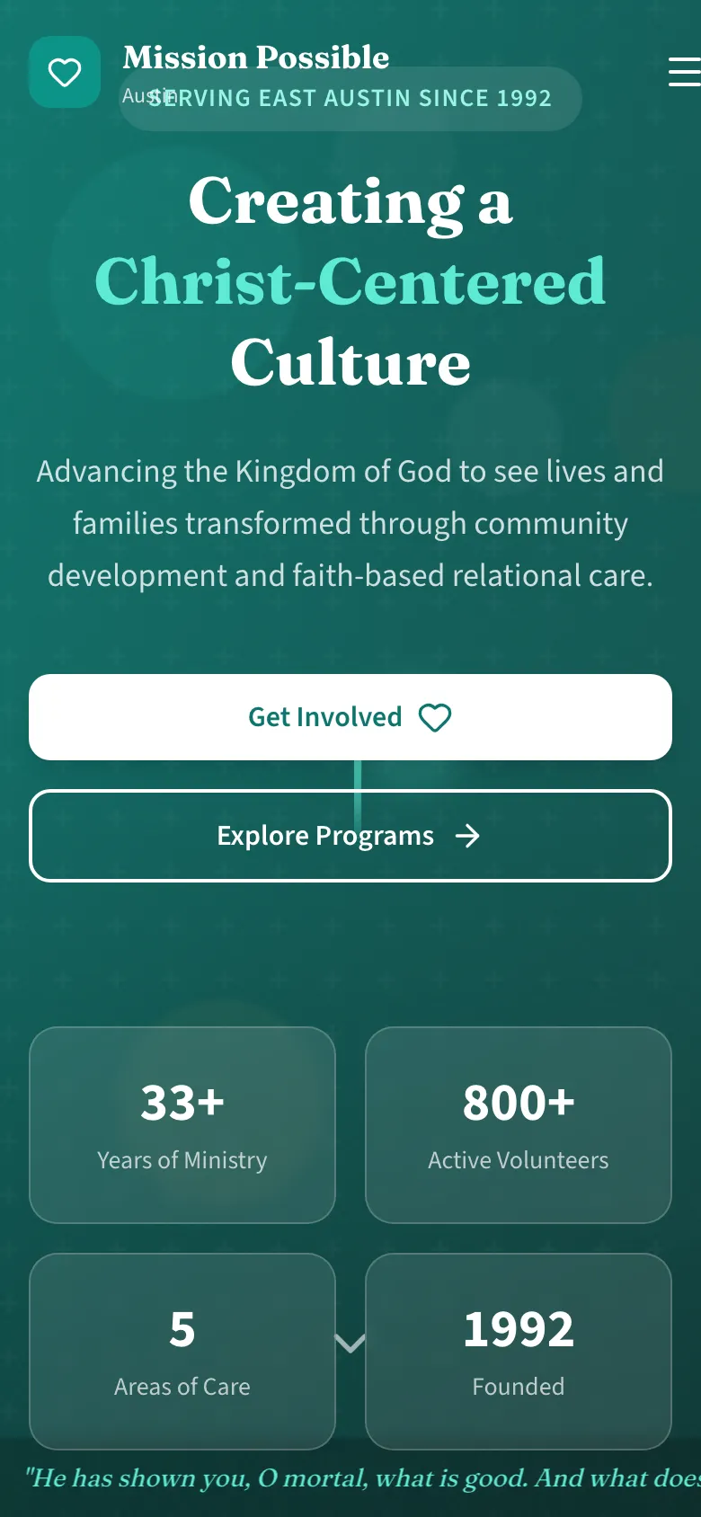Mission Possible - the same site on a phone.