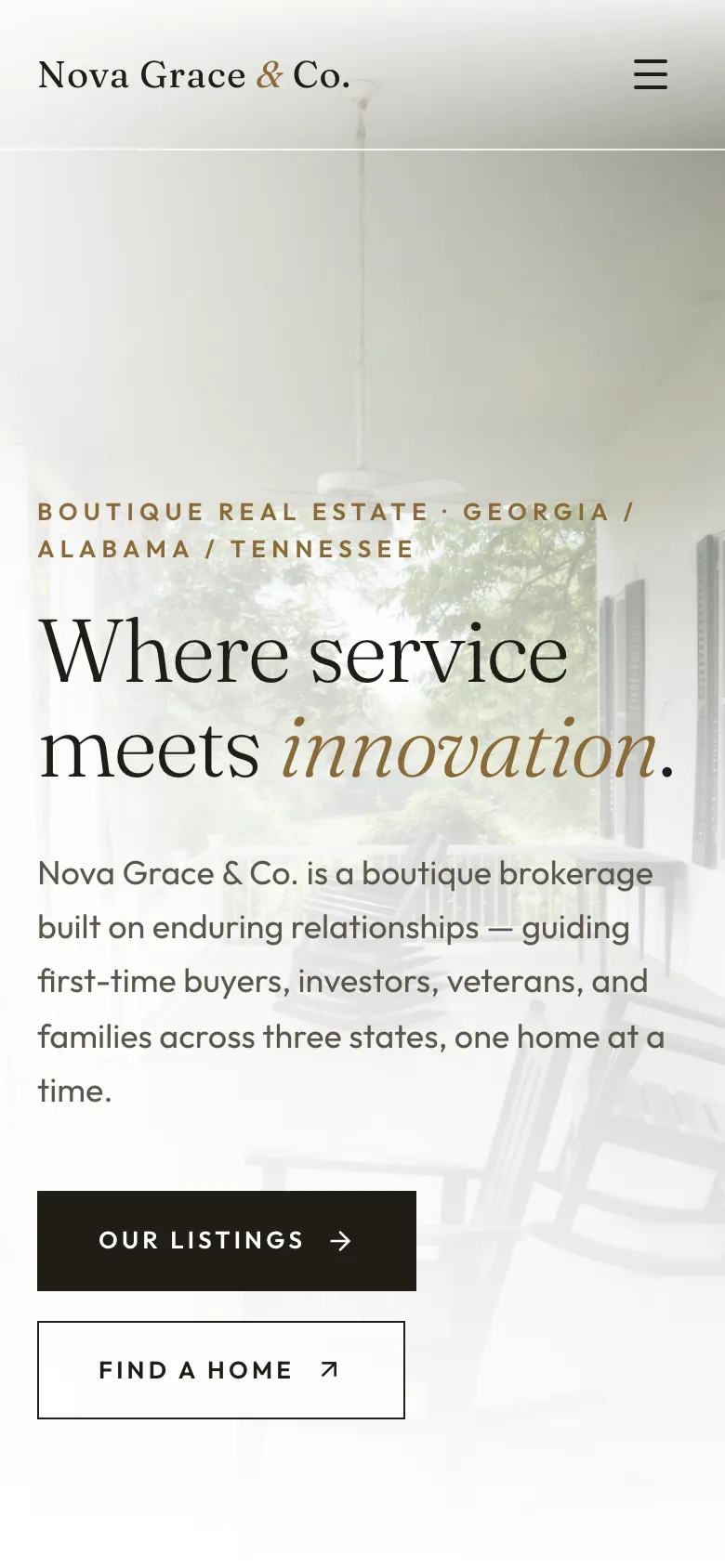 Nova Grace Co - the same site on a phone.