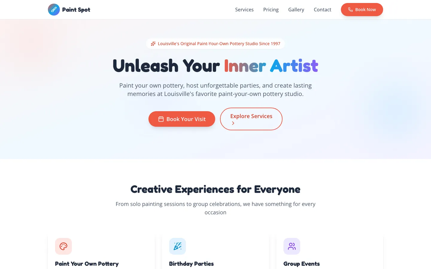 The Paint Spot — the shipped site on desktop.