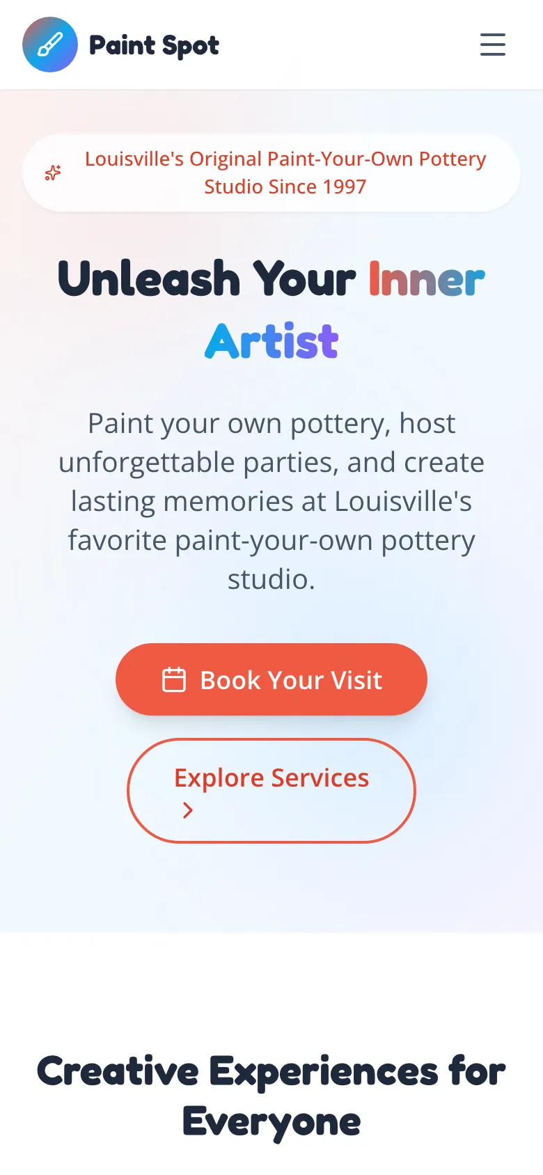 The Paint Spot - the same site on a phone.