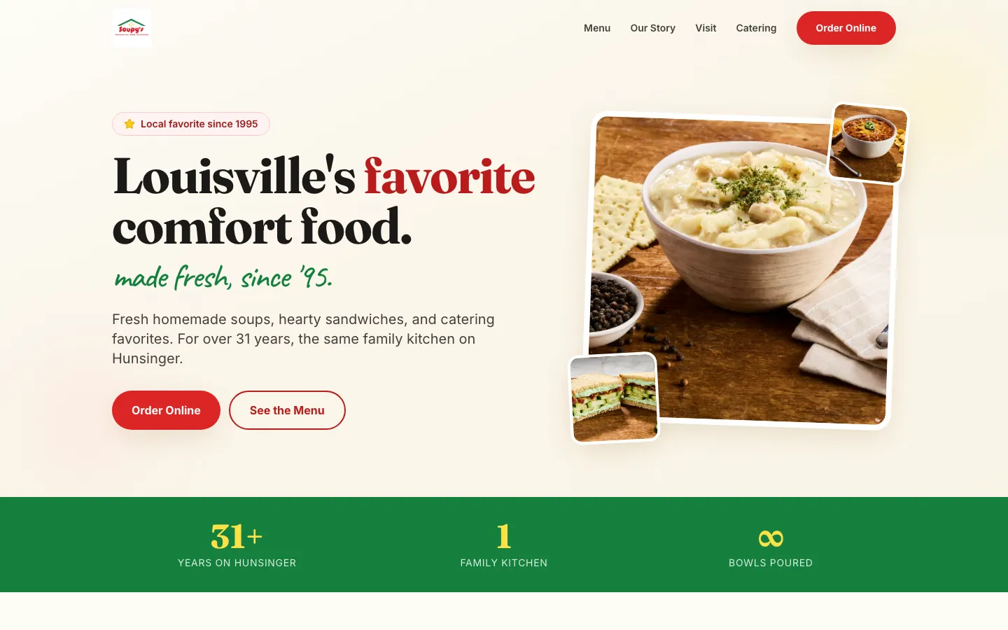 Soupy's — the shipped site on desktop.