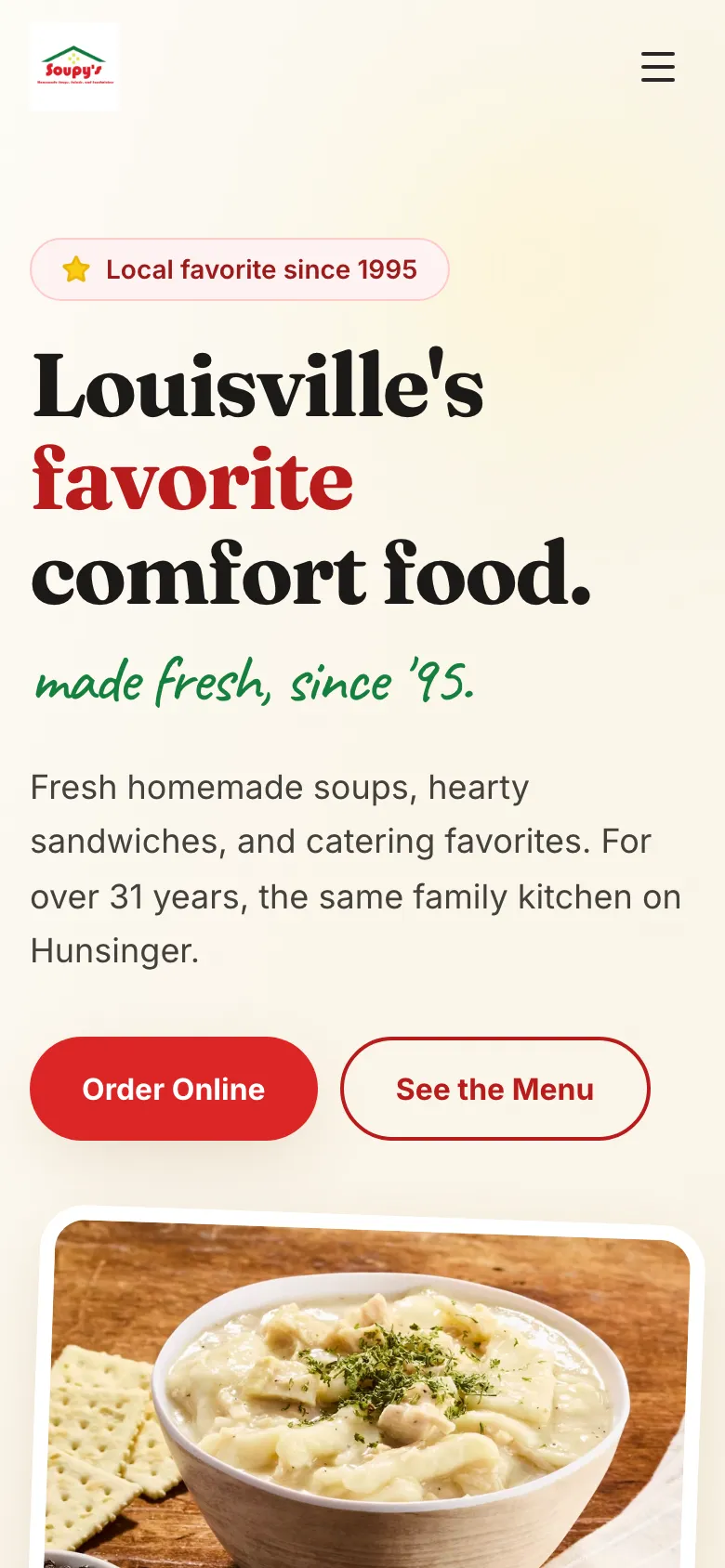 Soupy's - the same site on a phone.