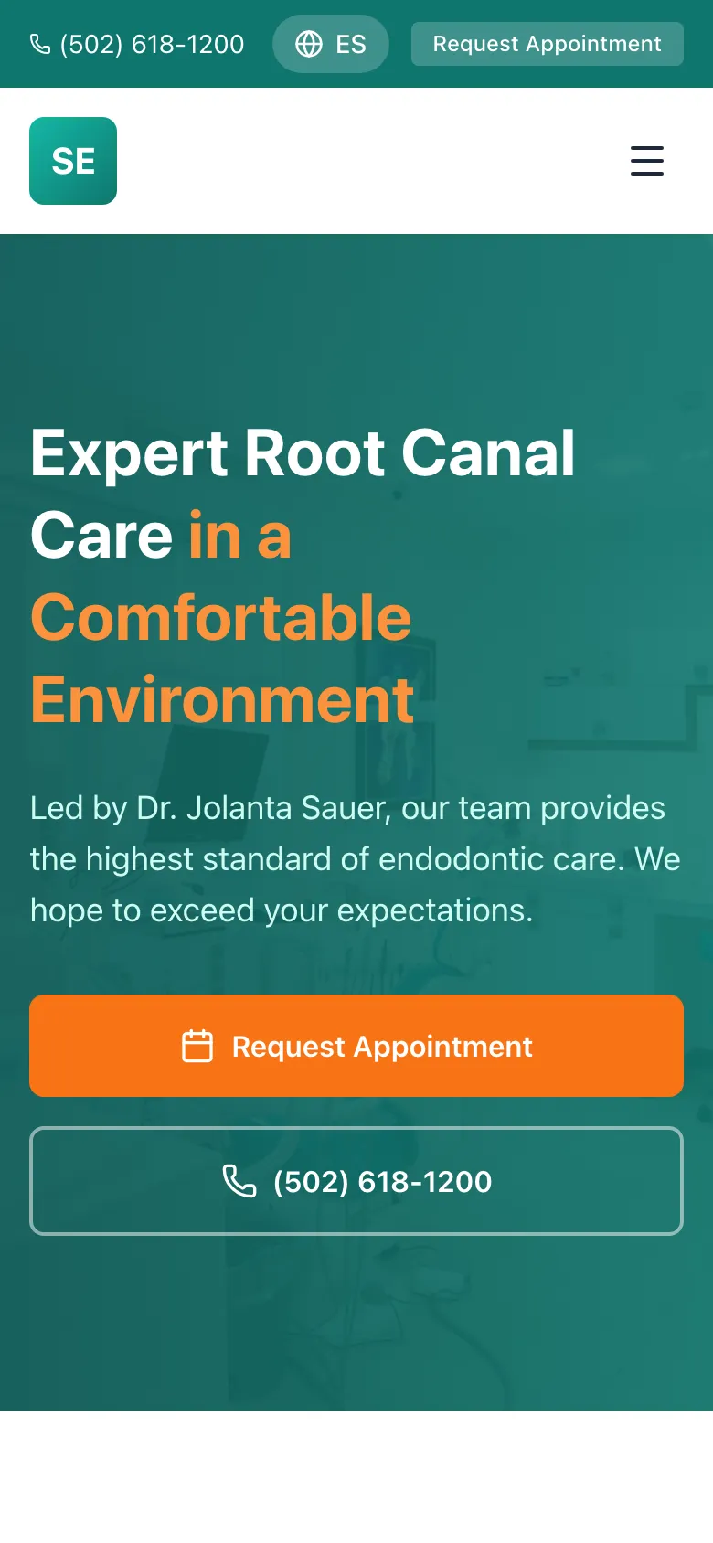 Springhurst Endodontics - the same site on a phone.