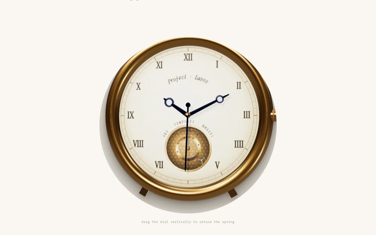 Ars Temporis kinetic time-mechanism on desktop.