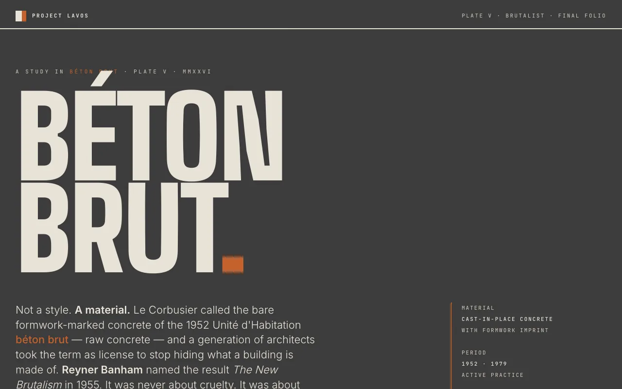 Béton Brut brutalist specimen on desktop.