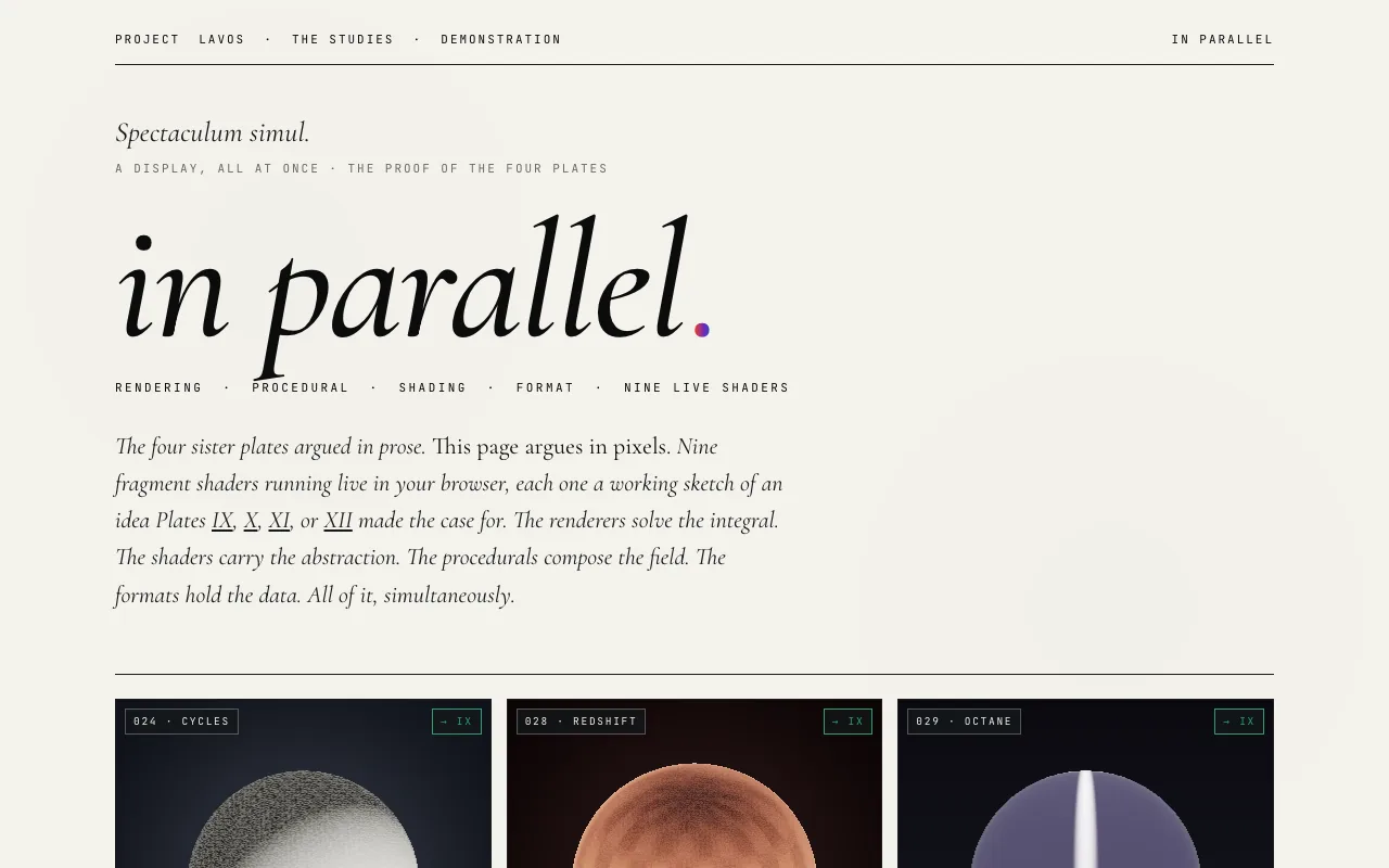 In Parallel raymarch specimen on desktop.