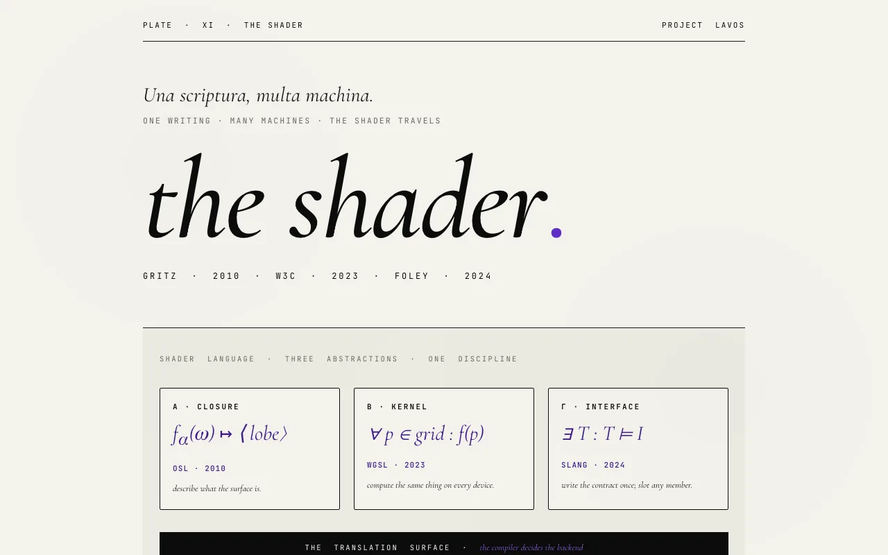 The Shader specimen on desktop.
