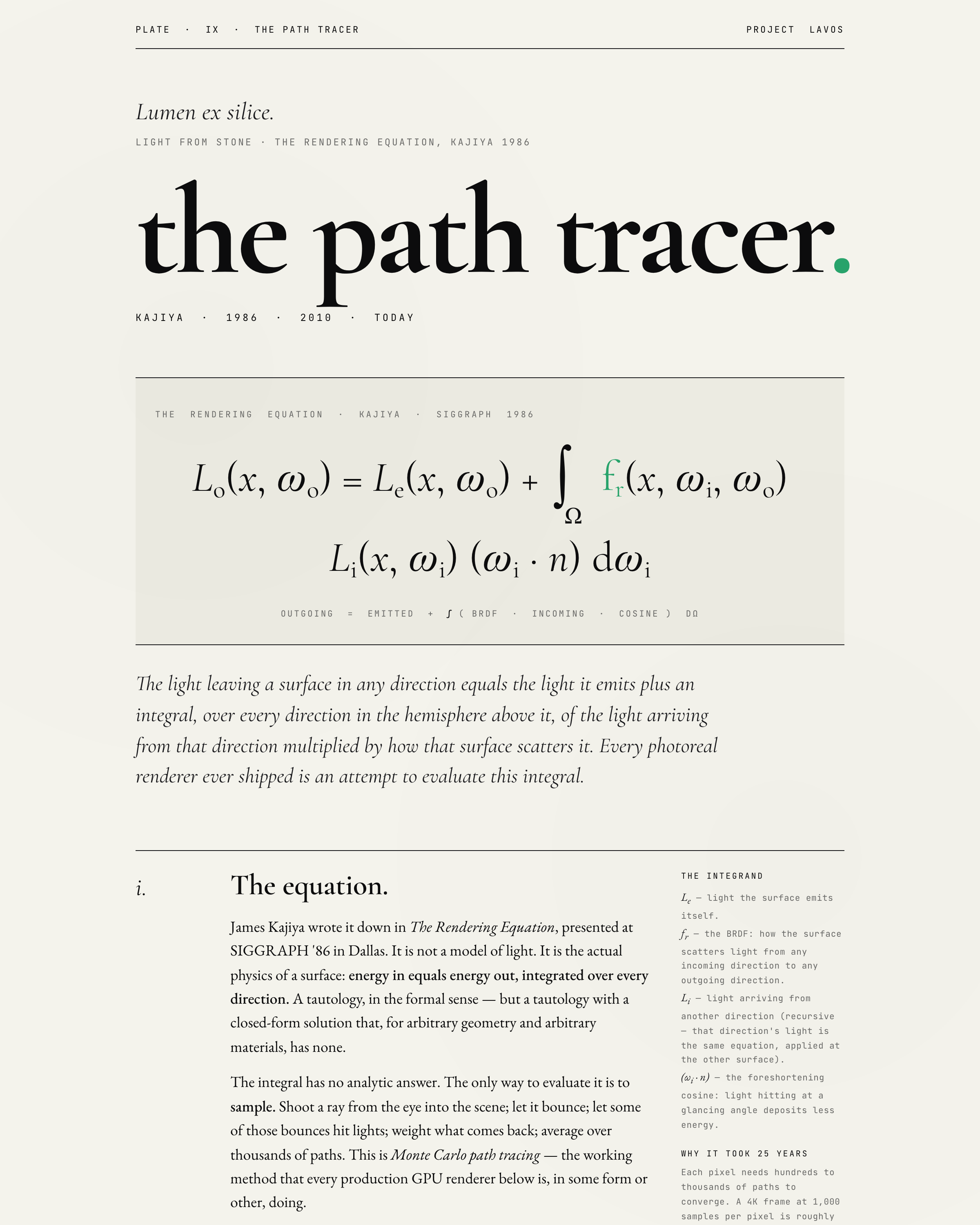 The Path Tracer - Plate IX from the Project Lavos visual studies