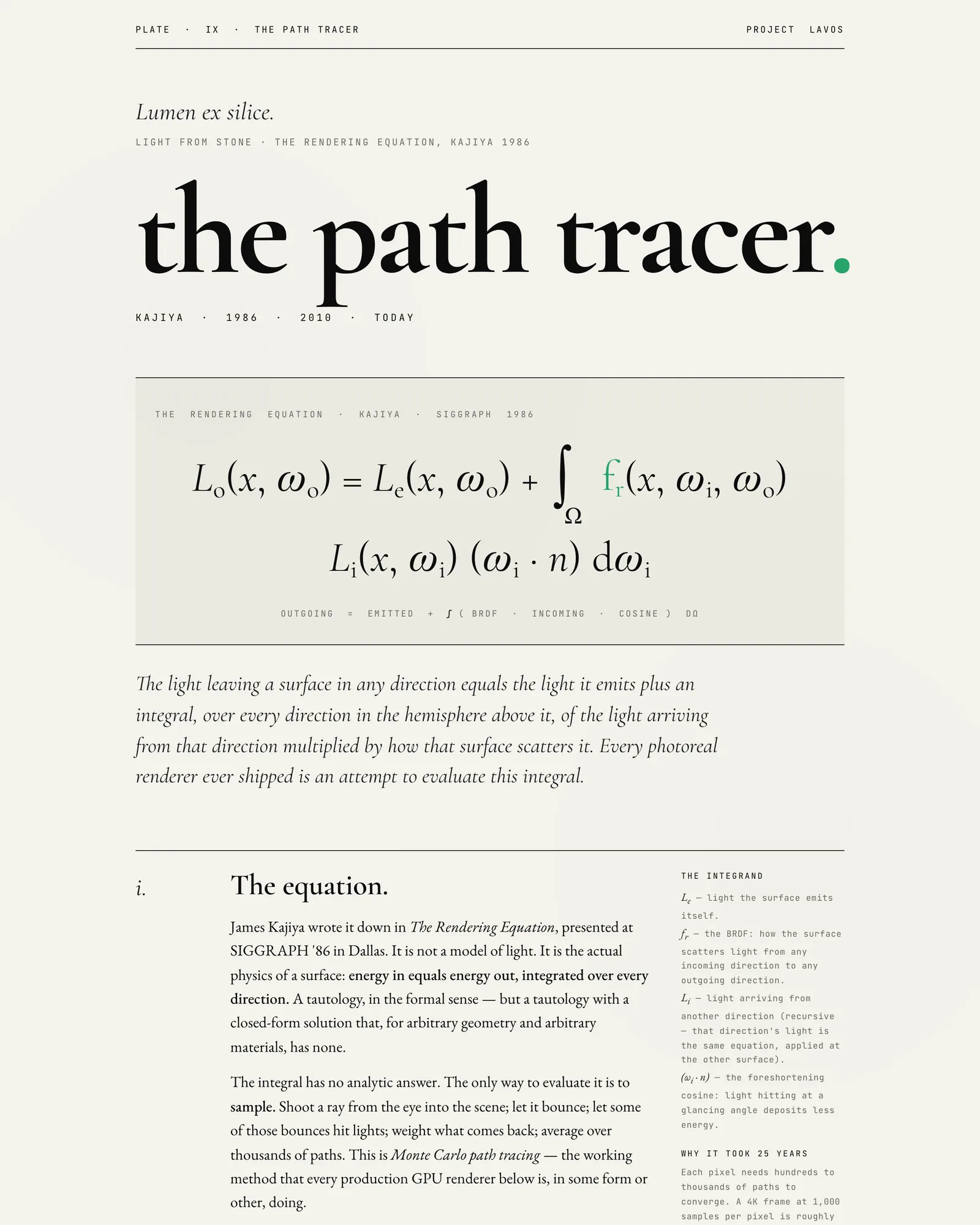 The Path Tracer - Plate IX from the Project Lavos visual studies